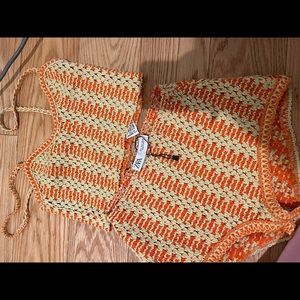 zara crochet summer set orange and yellow and white. Top crop top and bottom